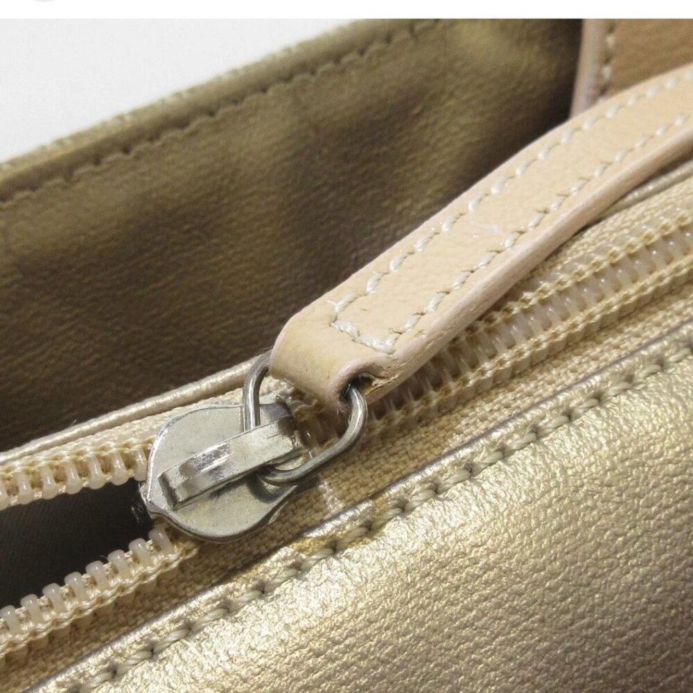 100% Authentic CHANEL Paris Biarritz Tote GM Gold Beige Coated Canvas Nylon - Picture 7 of 14